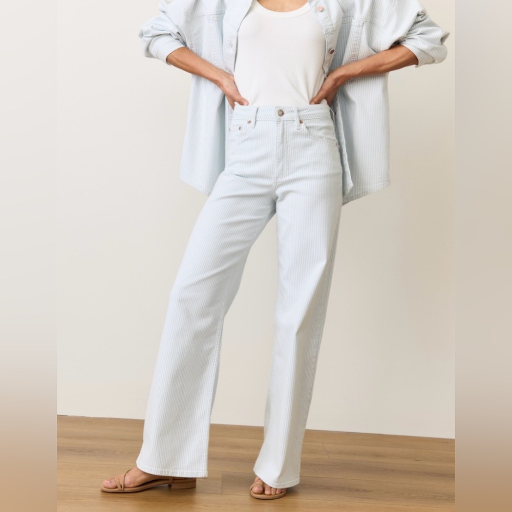 Marine Layer Charlie Wide Leg Pant in Railroad Stripe - Size 2